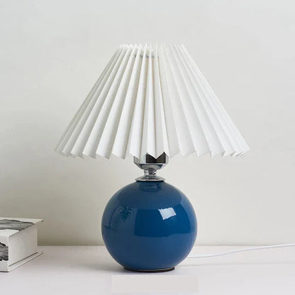 Lampe De Table À Abat-Jour Plissé Au Style Rétro Chic