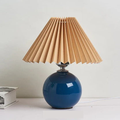 Lampe De Table À Abat-Jour Plissé Au Style Rétro Chic