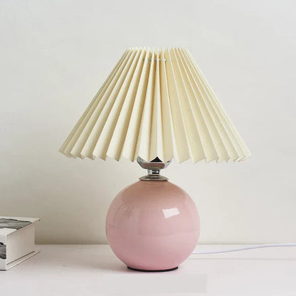 Lampe De Table À Abat-Jour Plissé Au Style Rétro Chic