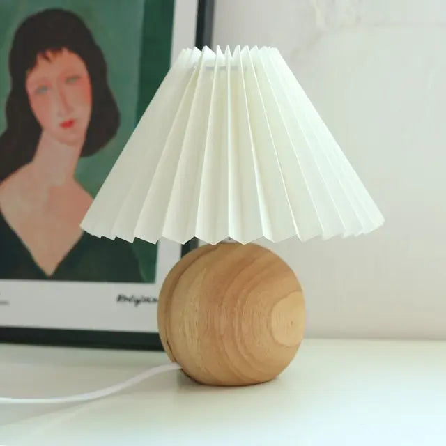 Lampe De Table À Abat-Jour Plissé Au Style Rétro Chic