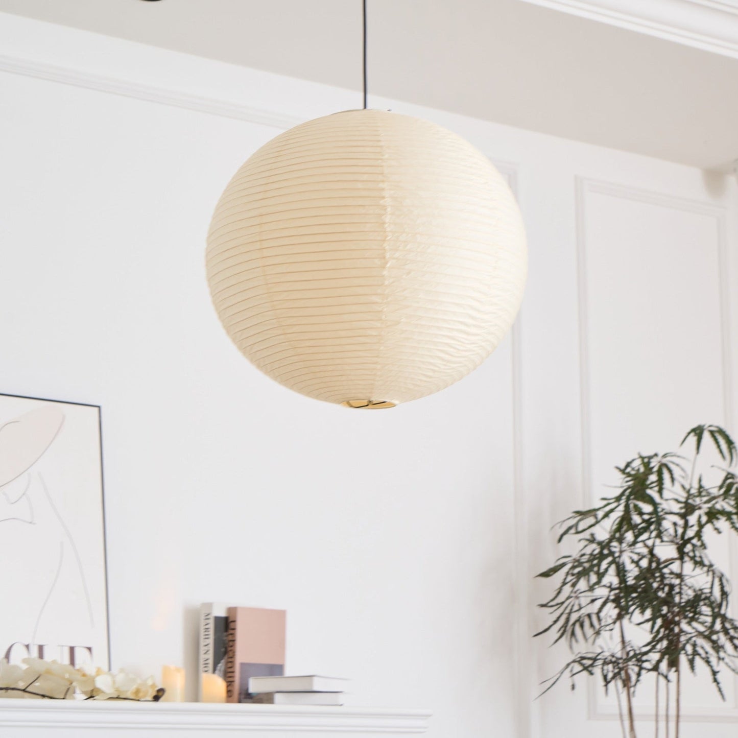 Naoko – Lustre LED Rond en Papier Xuan