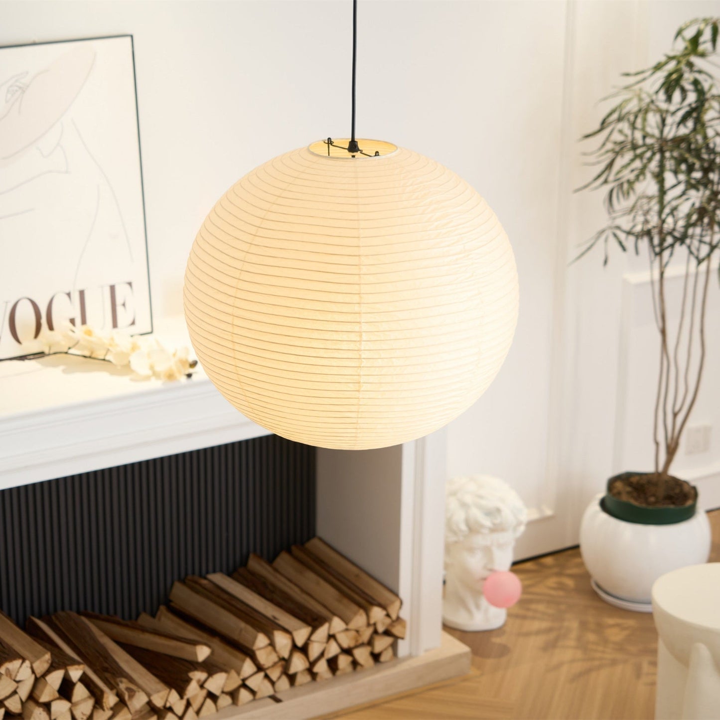 Naoko – Lustre LED Rond en Papier Xuan