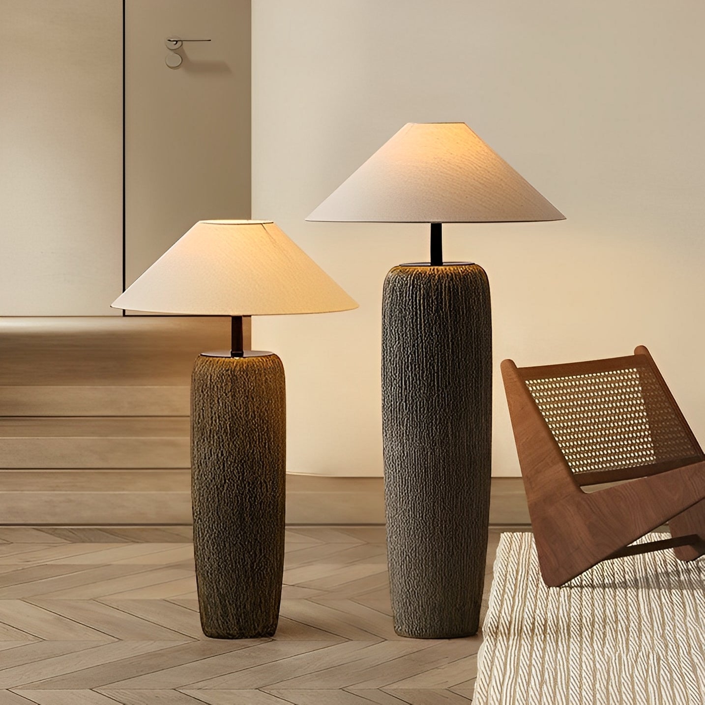 Winnie – Lampe sur pied rustique en bois avec charme vintage