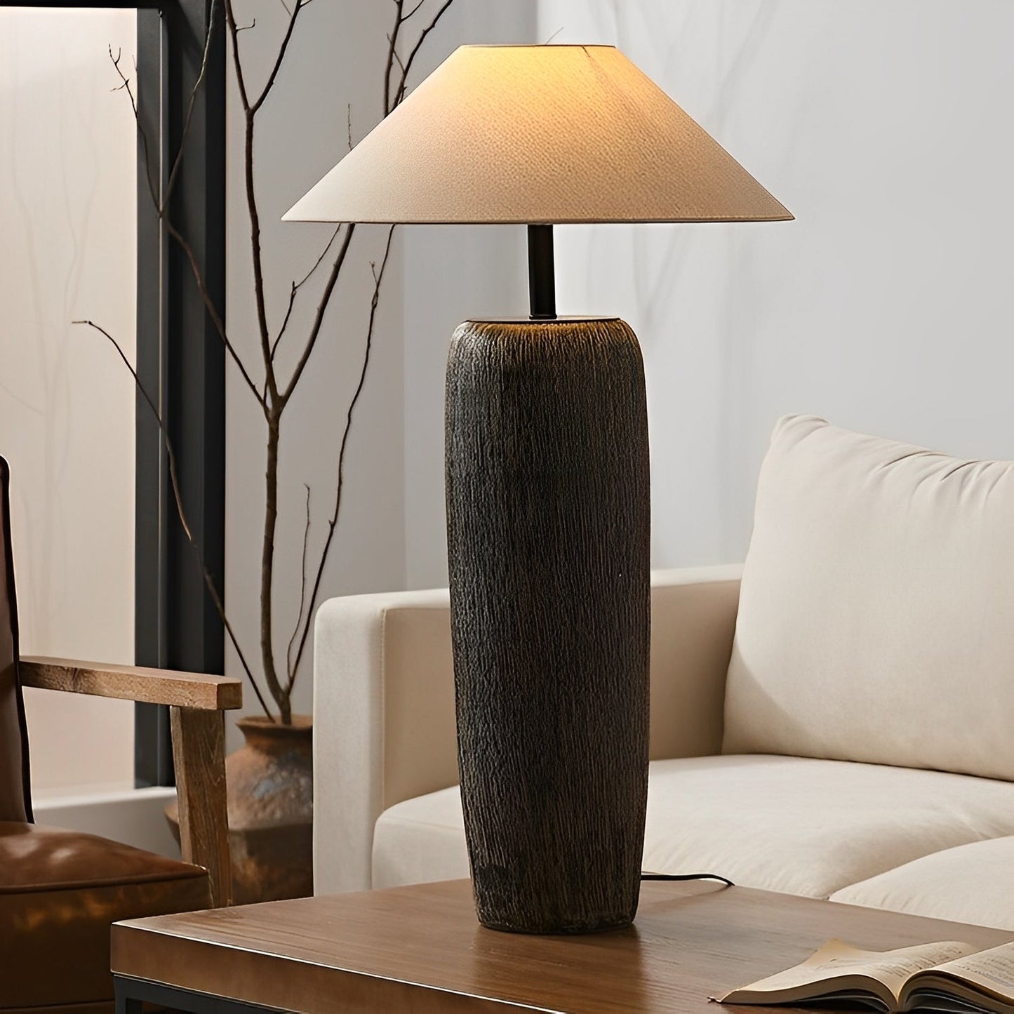 Winnie – Lampe sur pied rustique en bois avec charme vintage
