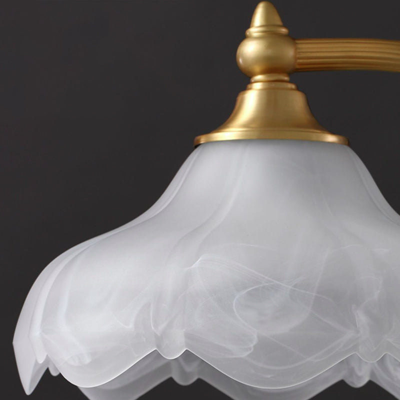 Maribel – Lampe de table vintage en laiton et verre en forme de fleur