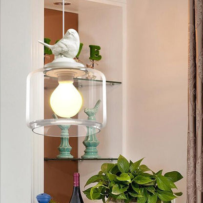 Liora – Suspension en verre motif oiseau