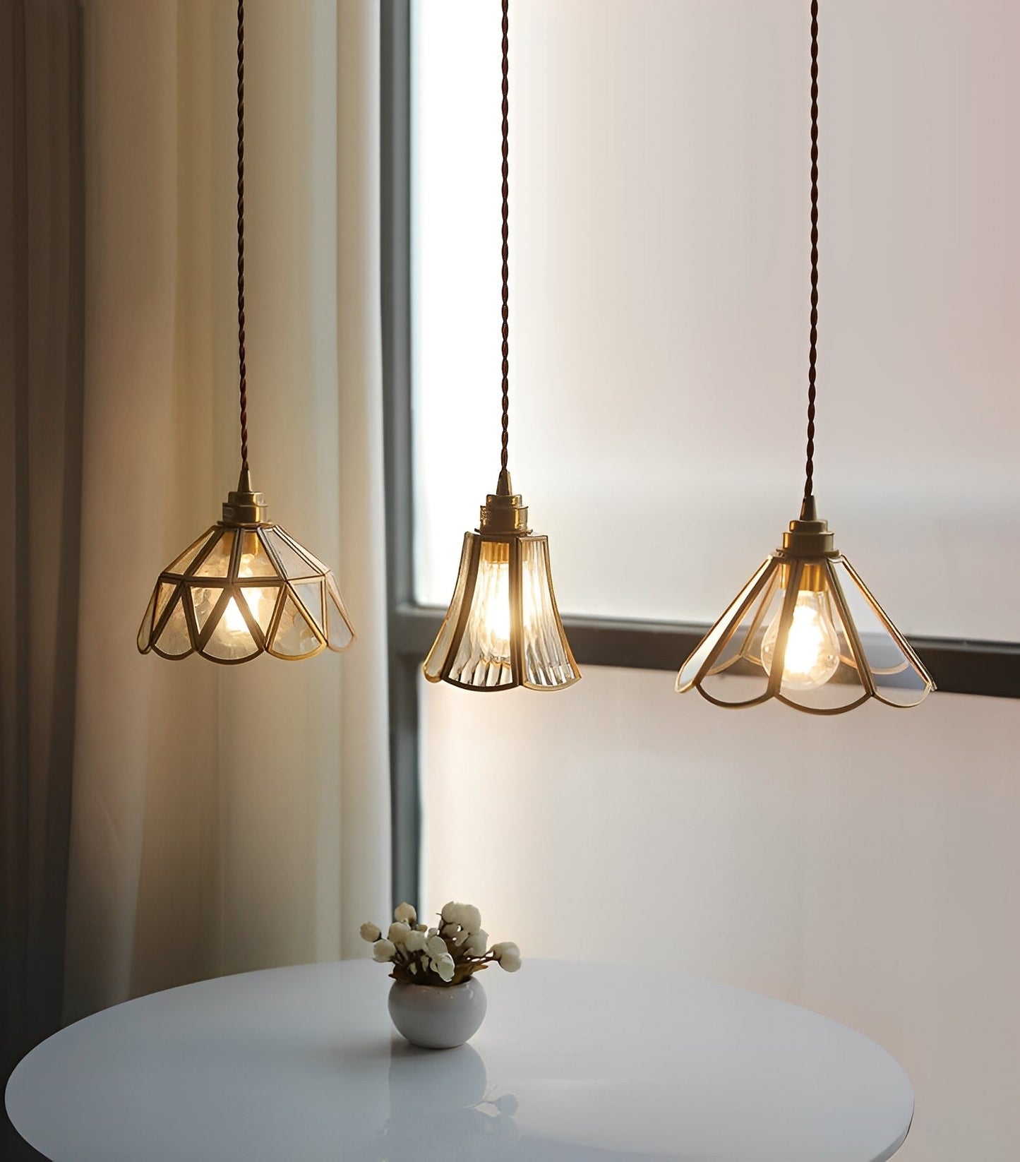 Clara – Suspension en verre avec câble en tissu