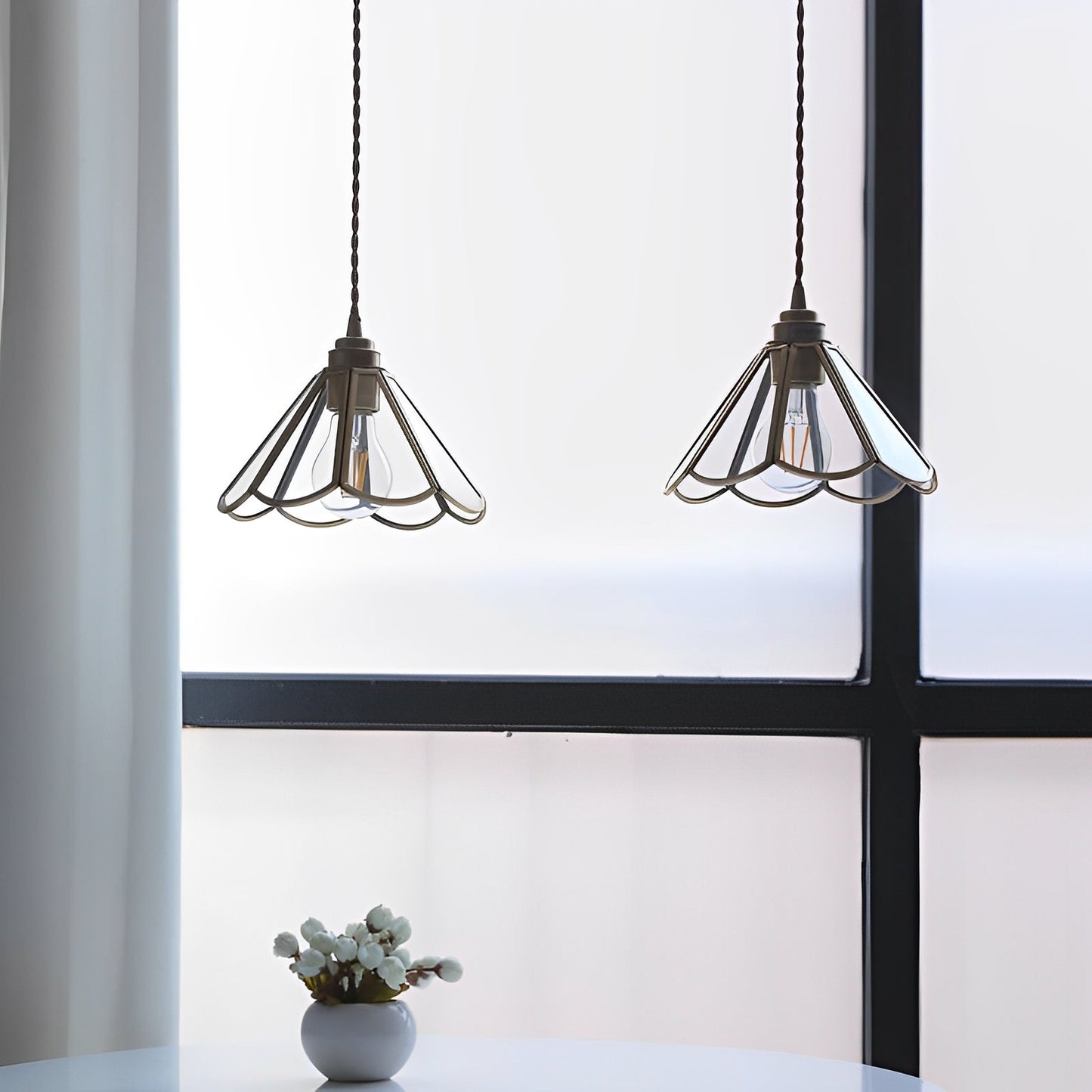 Clara – Suspension en verre avec câble en tissu