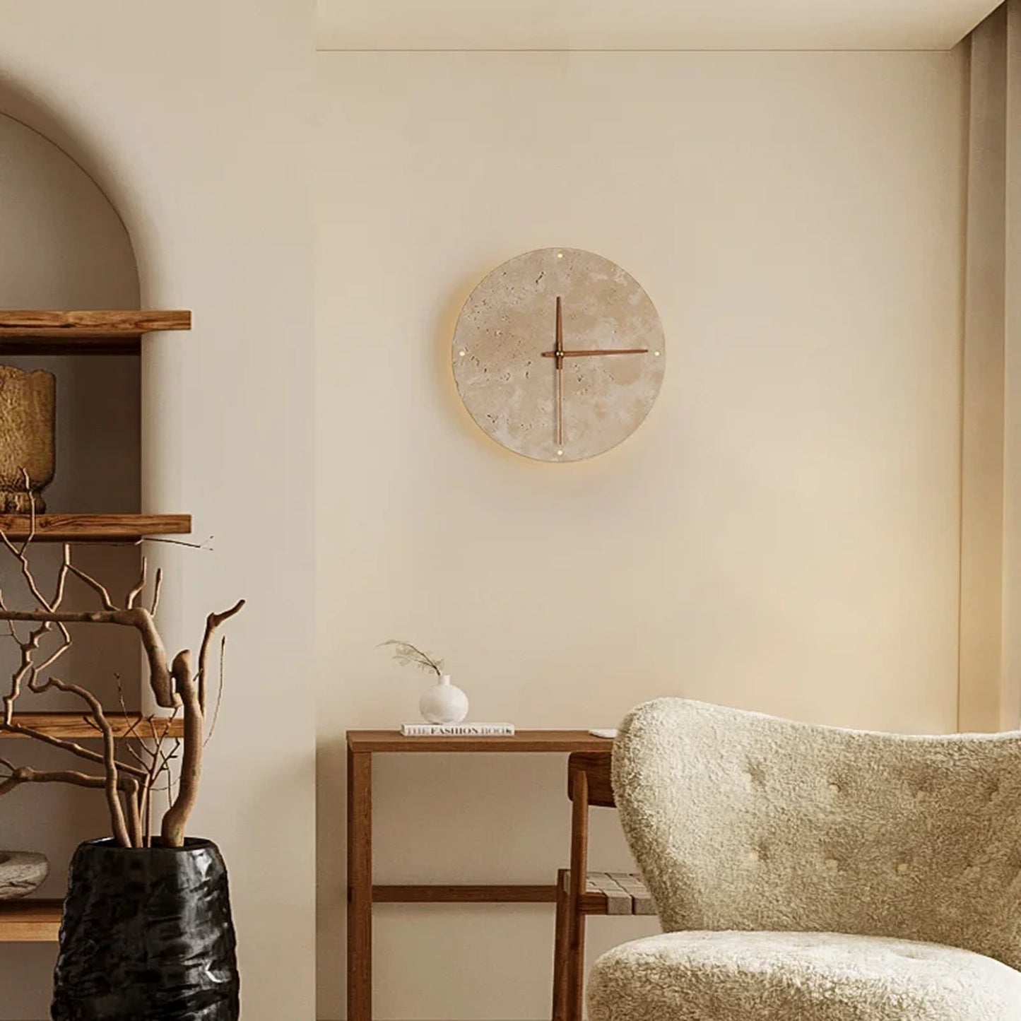 Solin – Horloge murale ronde en pierre