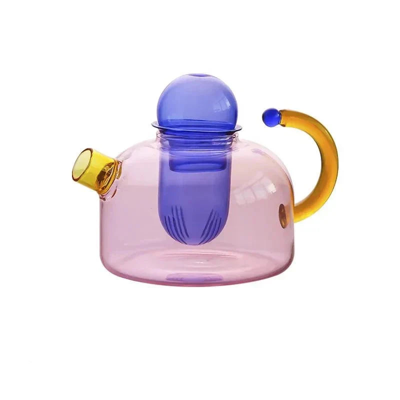 Service à thé en verre coloré – Élégance et contrastes raffinés