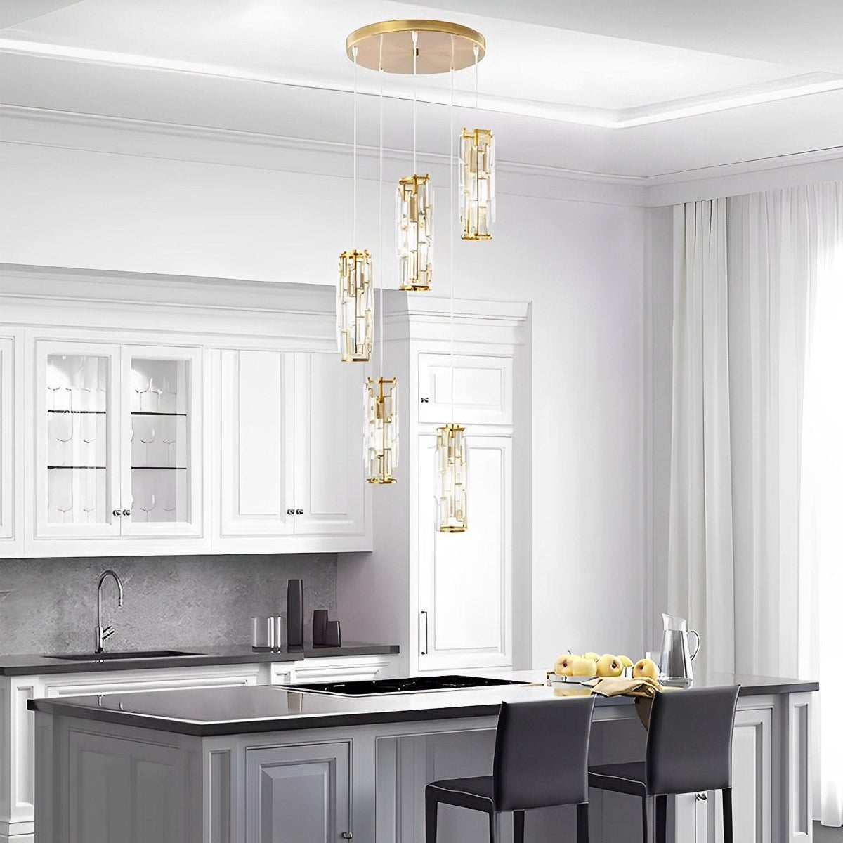 Seraphina – Suspension Créative en Fer, Cristal et Verre
