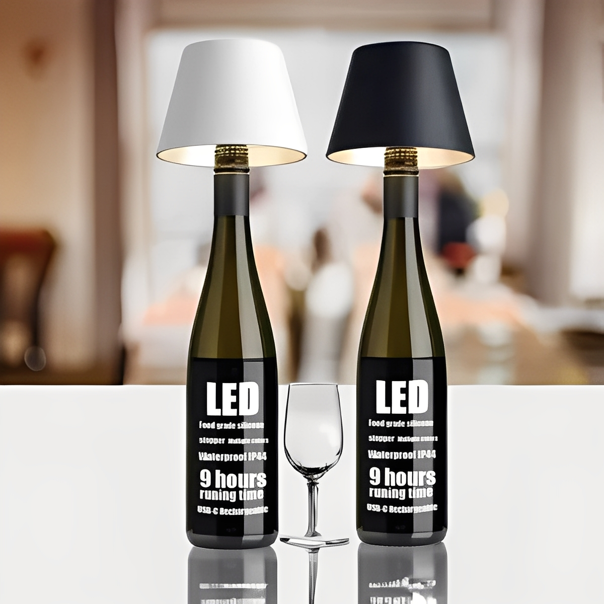 Mina – Lampe de table rechargeable bouteille de vin