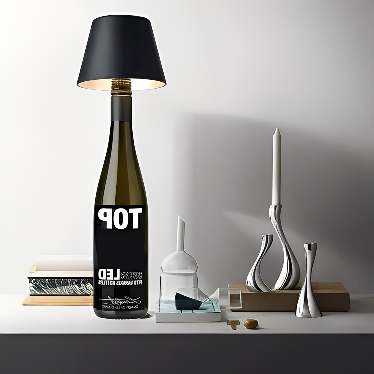Mina – Lampe de table rechargeable bouteille de vin