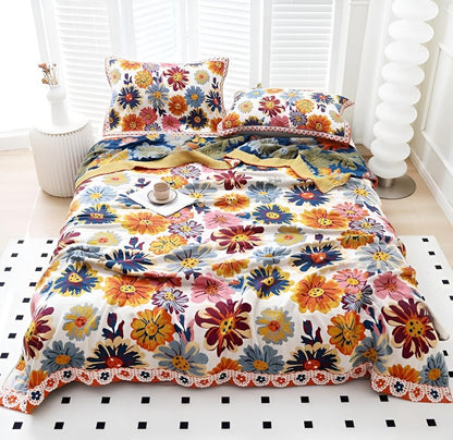 Flora – Couverture en coton avec motif floral