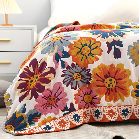 Flora – Couverture en coton avec motif floral