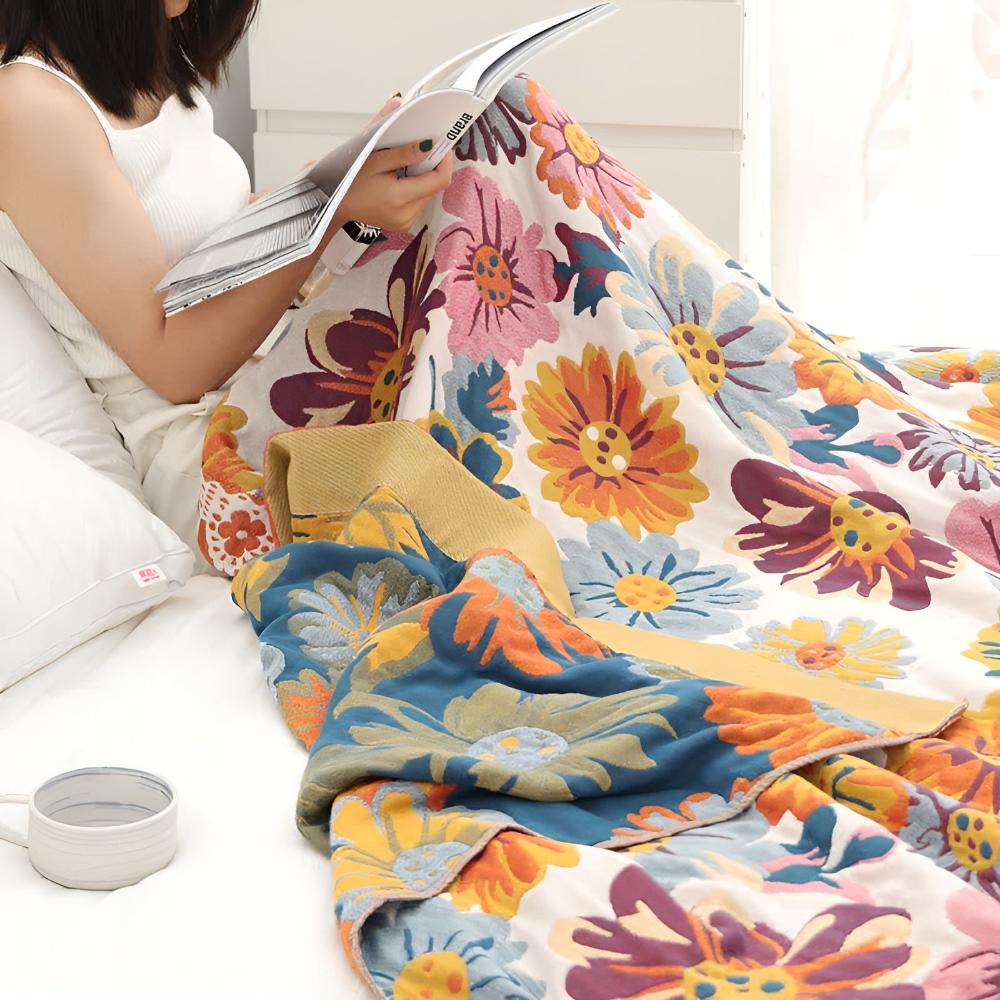 Flora – Couverture en coton avec motif floral