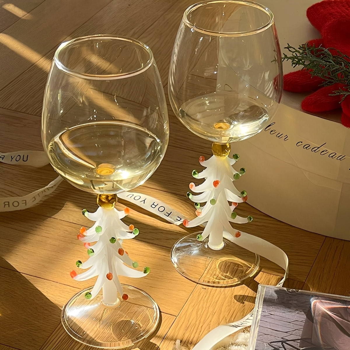 Festiva – Verre à vin sapin de Noël en borosilicate