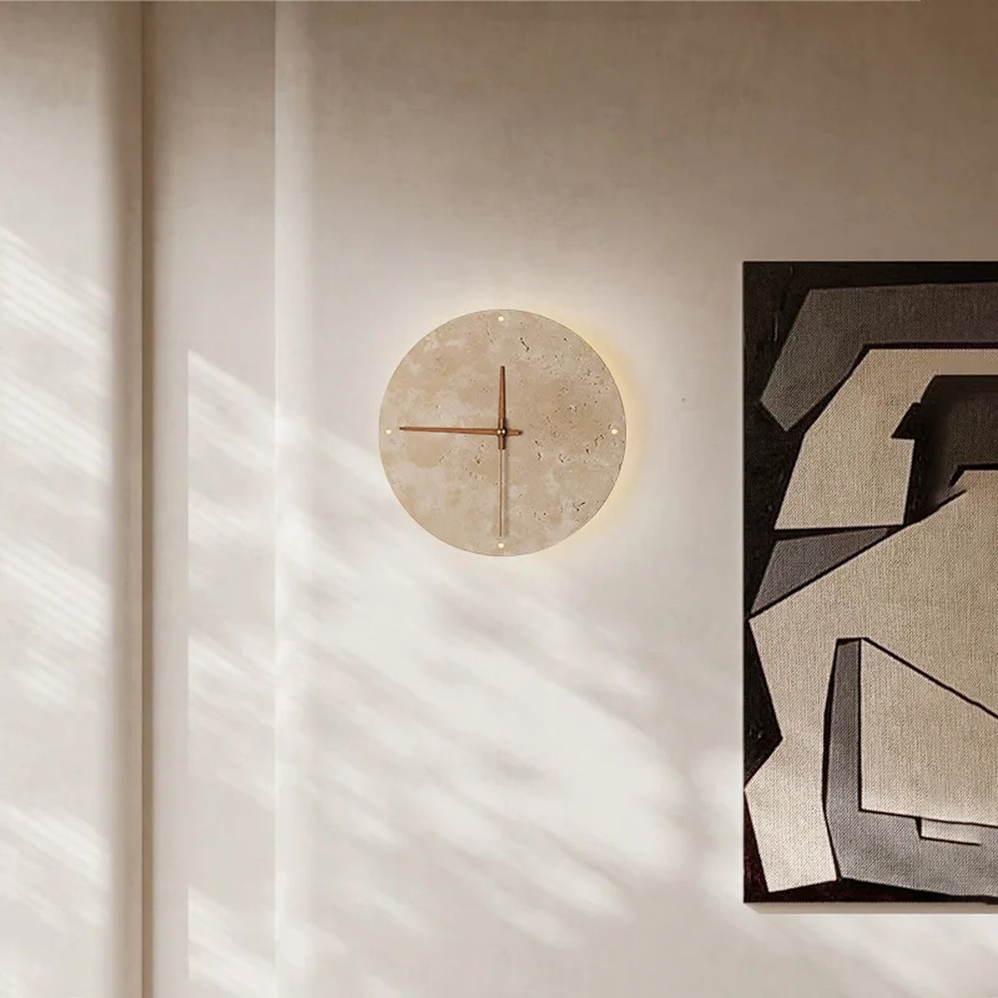 Solin – Horloge murale ronde en pierre