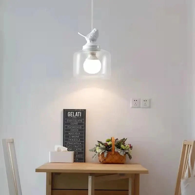 Liora – Suspension en verre motif oiseau