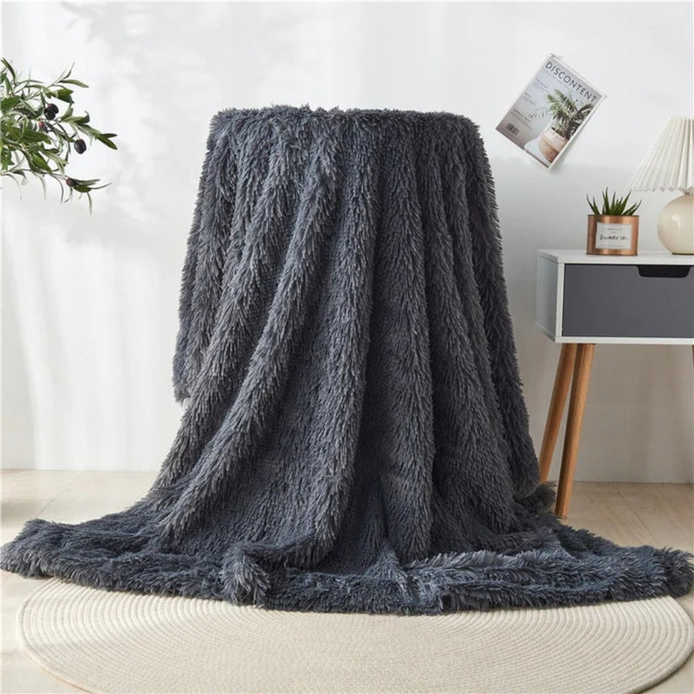 Lena – Couverture en laine peluche à deux couches unie