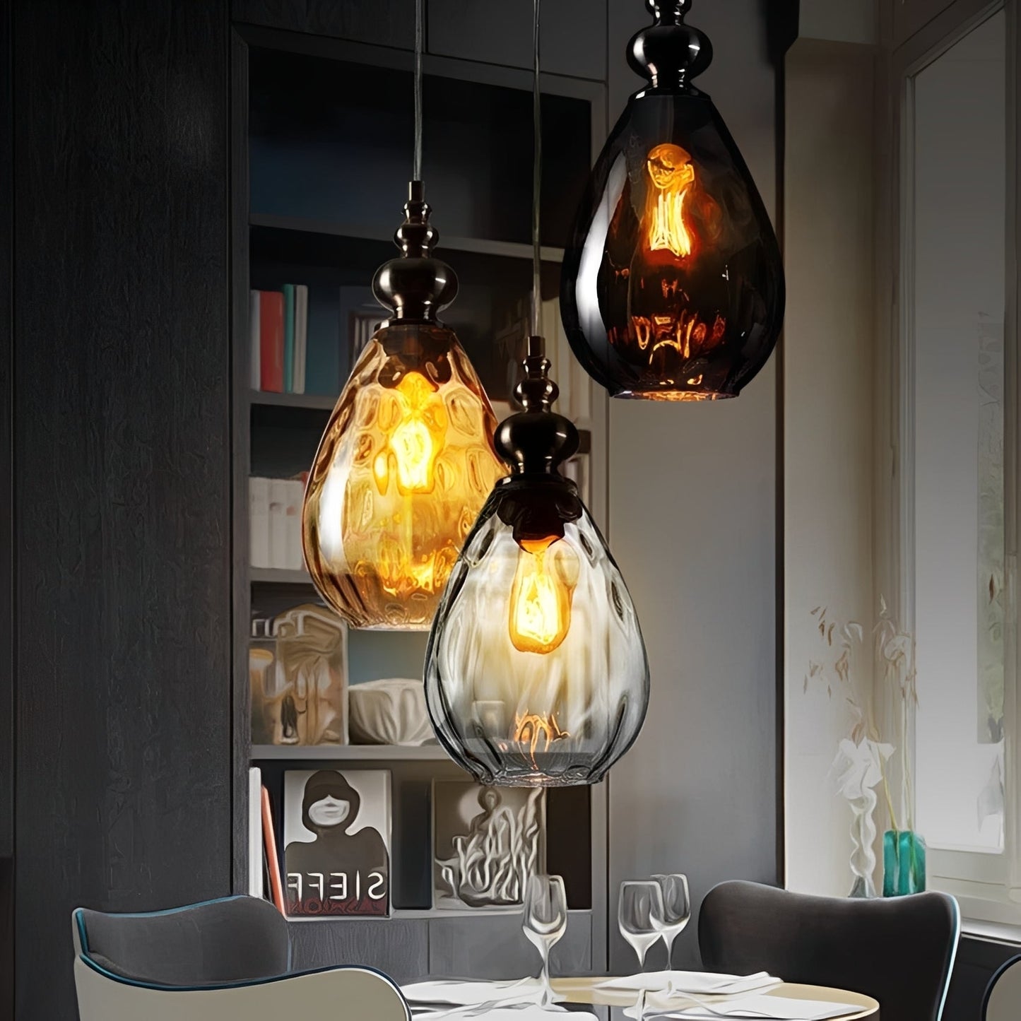 Roland – Lampe Suspendue en Verre Américain