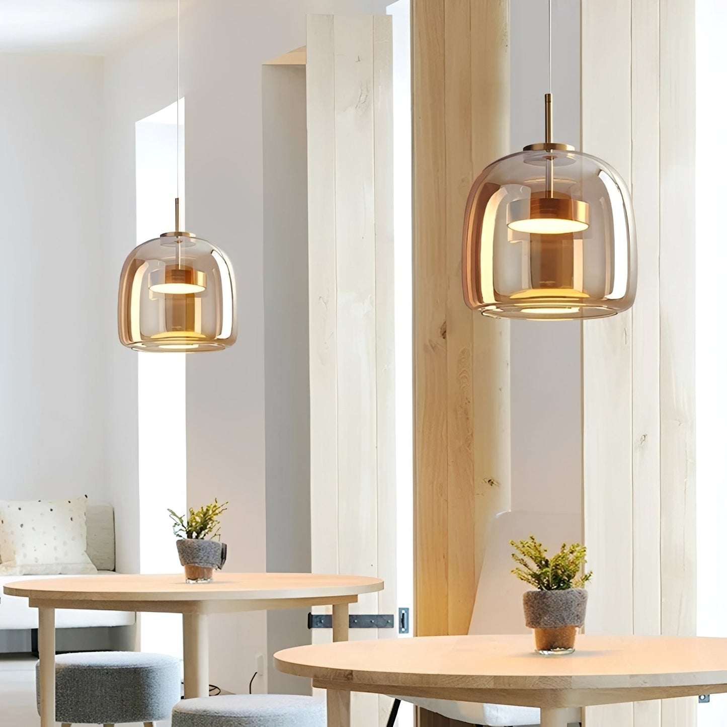 Renzo – Lampe pendante en verre cuivre italien