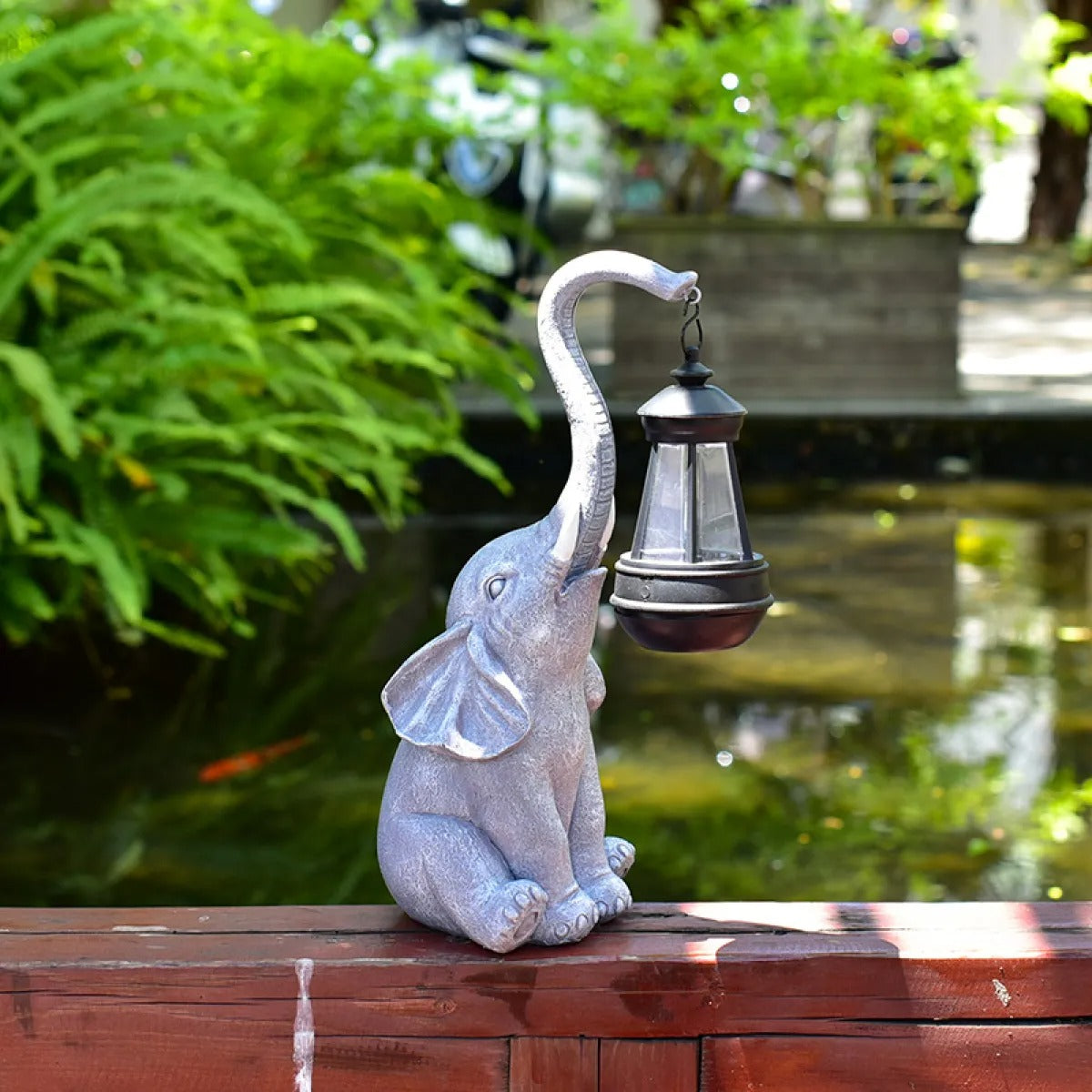 Rajan – Lampe Solaire de Jardin Éléphant en Résine