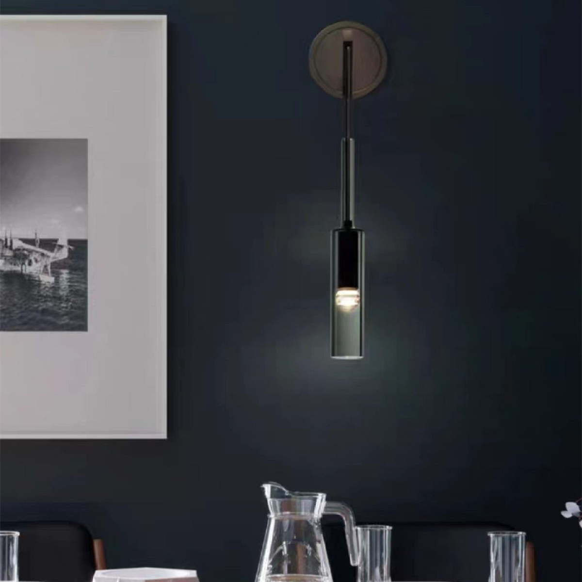 Ylva – Applique Murale en Verre Fumé Nordique