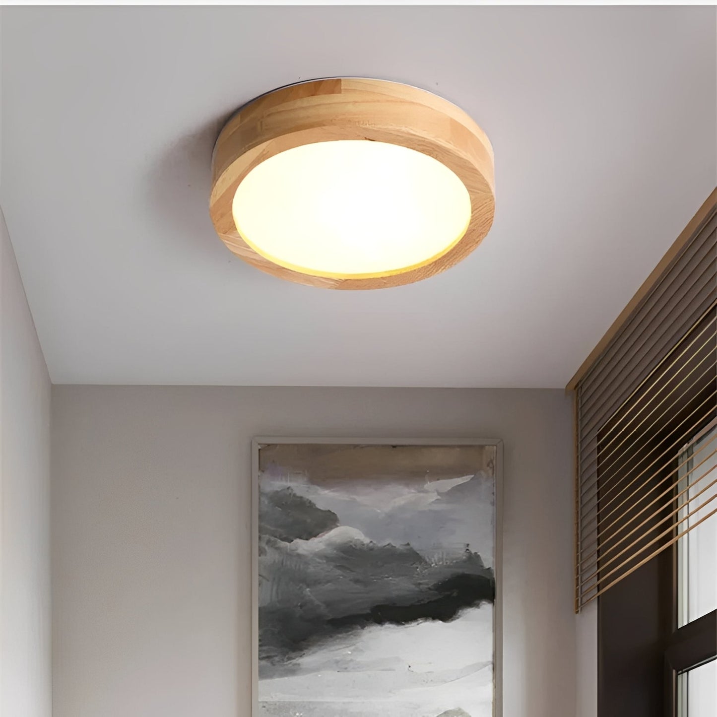 Angelo – Lampe nordique en bois rond pour couloir