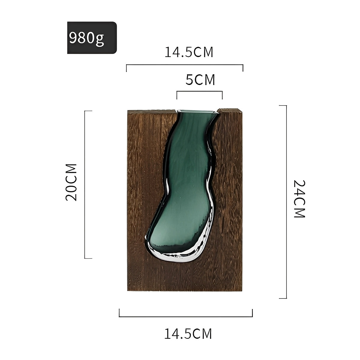 Miyako – Vase en bois et verre nordique à bord vivant