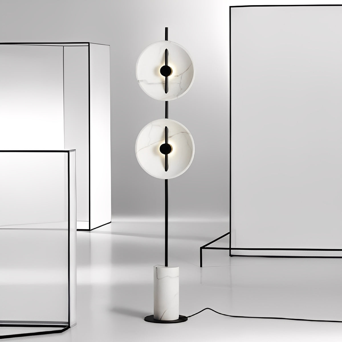 Mariel – Lampadaire en marbre blanc