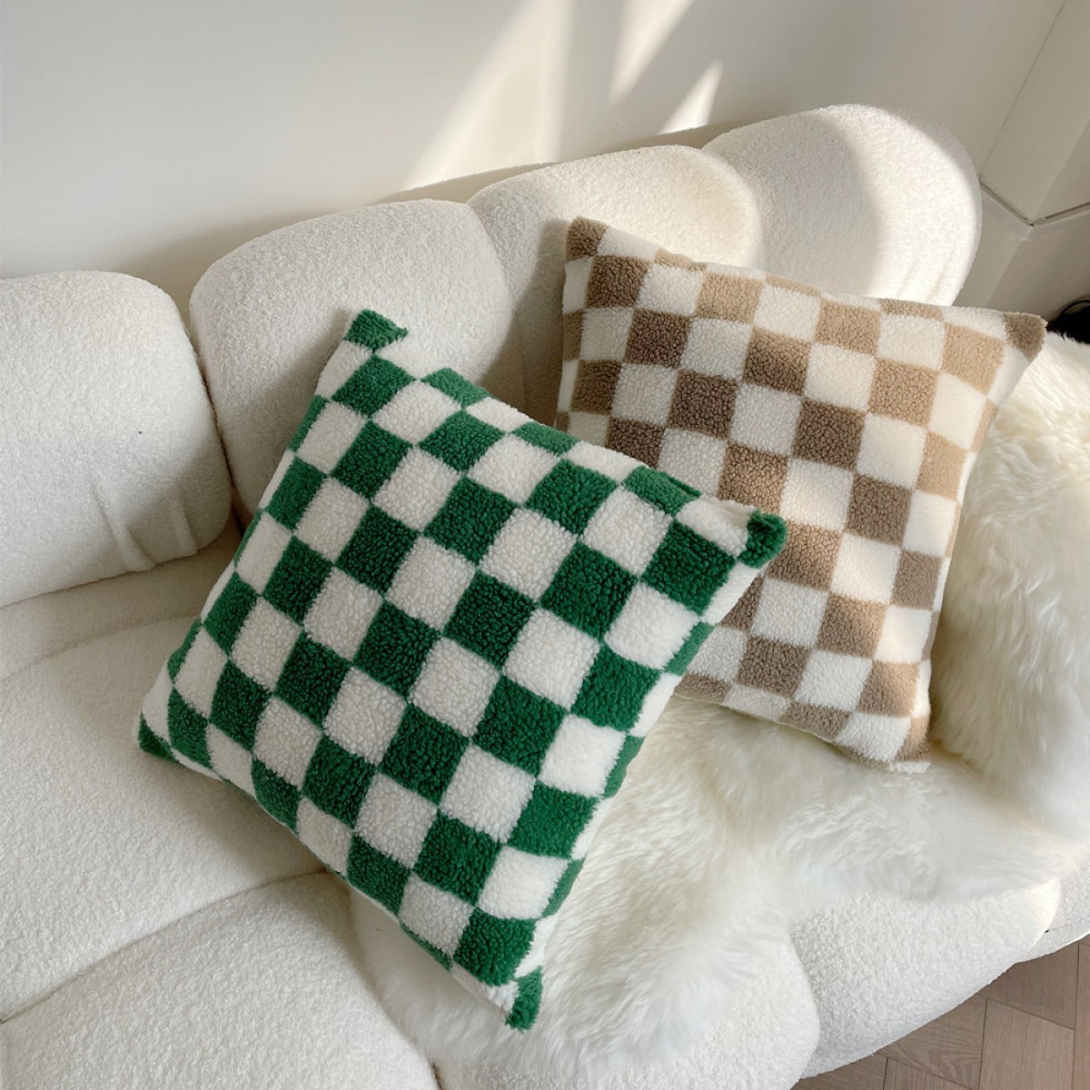 Mirella – Housse de coussin réversible à motif damier