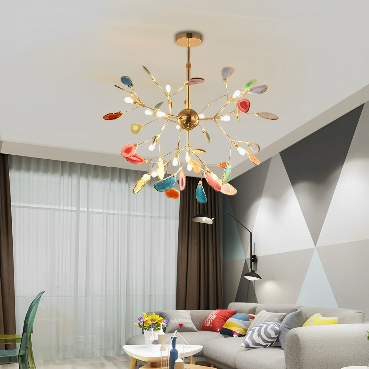 Auron – Lustre LED décoratif avec pierre d'onyx style nordique