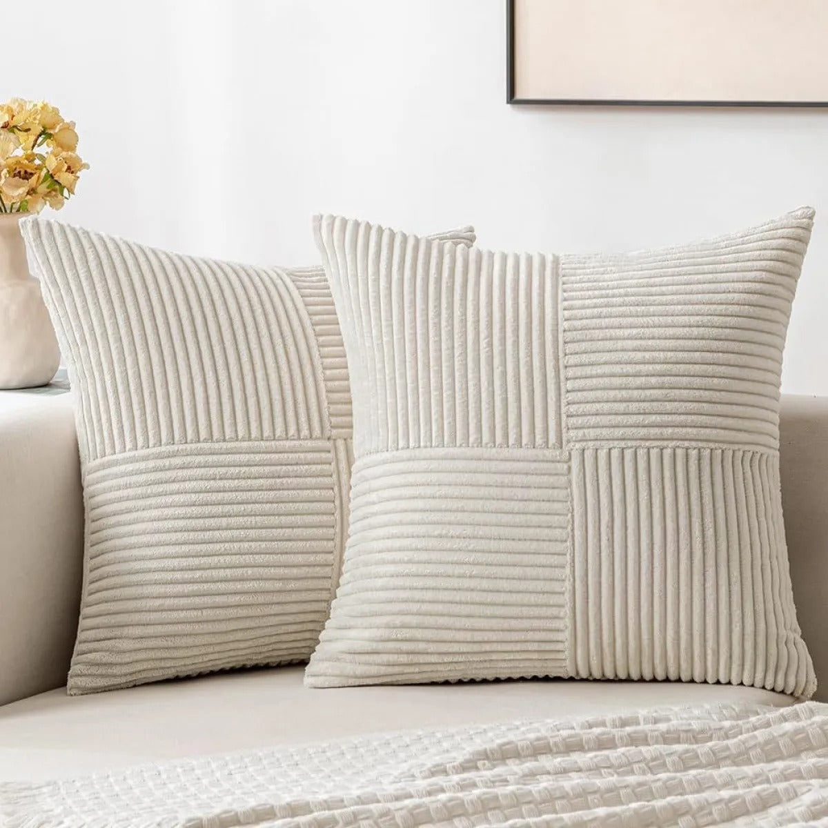 Jasmin – Housse de coussin rustique en velours côtelé