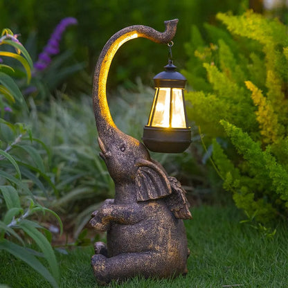 Rajan – Lampe Solaire de Jardin Éléphant en Résine