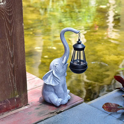Rajan – Lampe Solaire de Jardin Éléphant en Résine