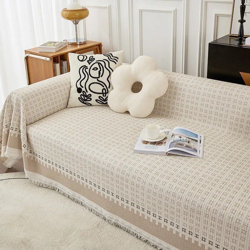 Elodie – Housse de canapé moderne avec bordure à glands pour accents déco élégants
