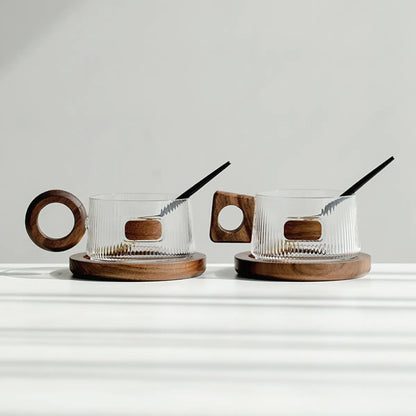 Wilross – Ensemble de tasses à café en bois de noyer