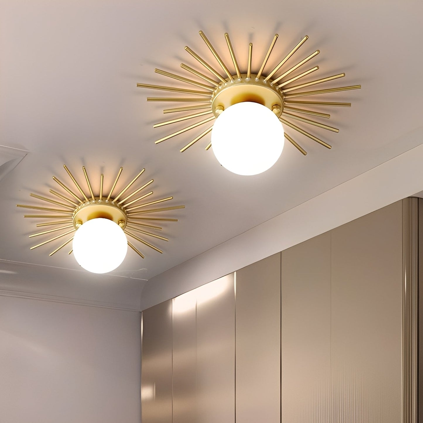 Solena – Lampe de plafond tournesols dorés