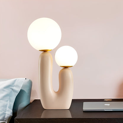 Mireille – Double lampe de table designer en résine et verre