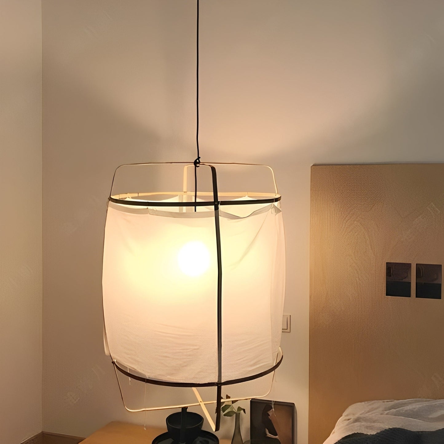 Yuka – Plafonnier Minimaliste en Gaze et Bambou