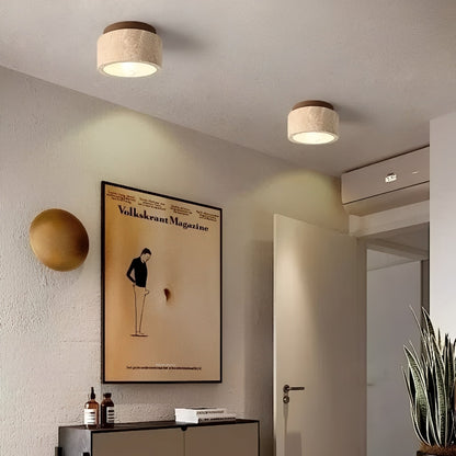 Aira – Lampe de plafond en bois jaune pierre de grotte