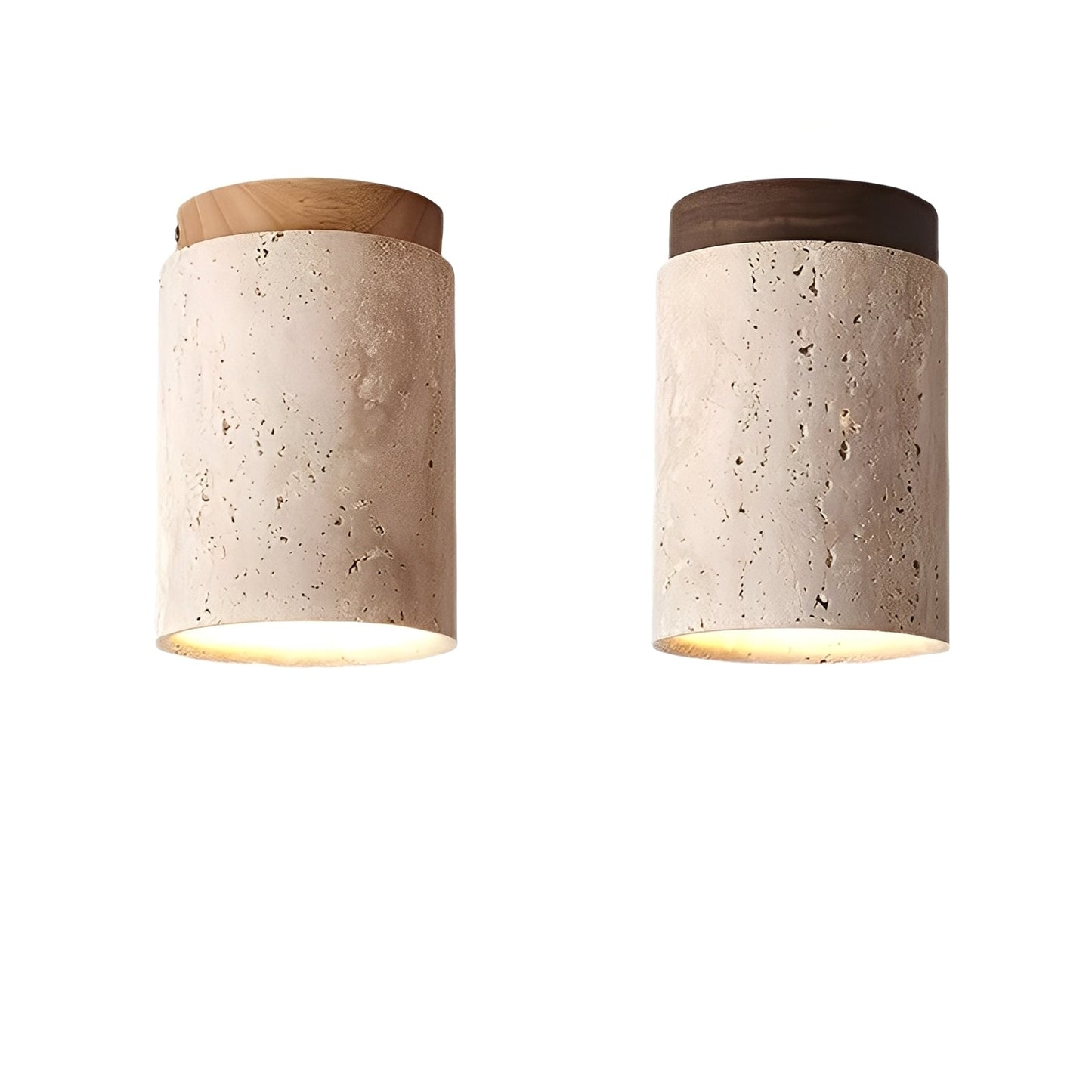 Larry – Plafonnier en Bois et Pierre de Caverne Jaune