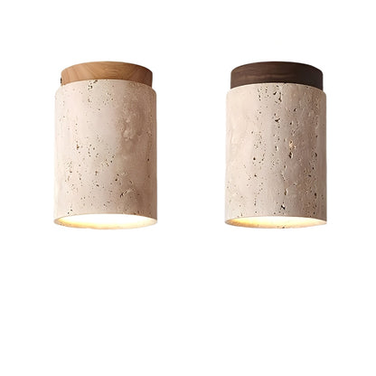 Larry – Plafonnier en Bois et Pierre de Caverne Jaune
