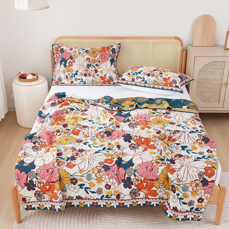 Flora – Couverture en coton avec motif floral