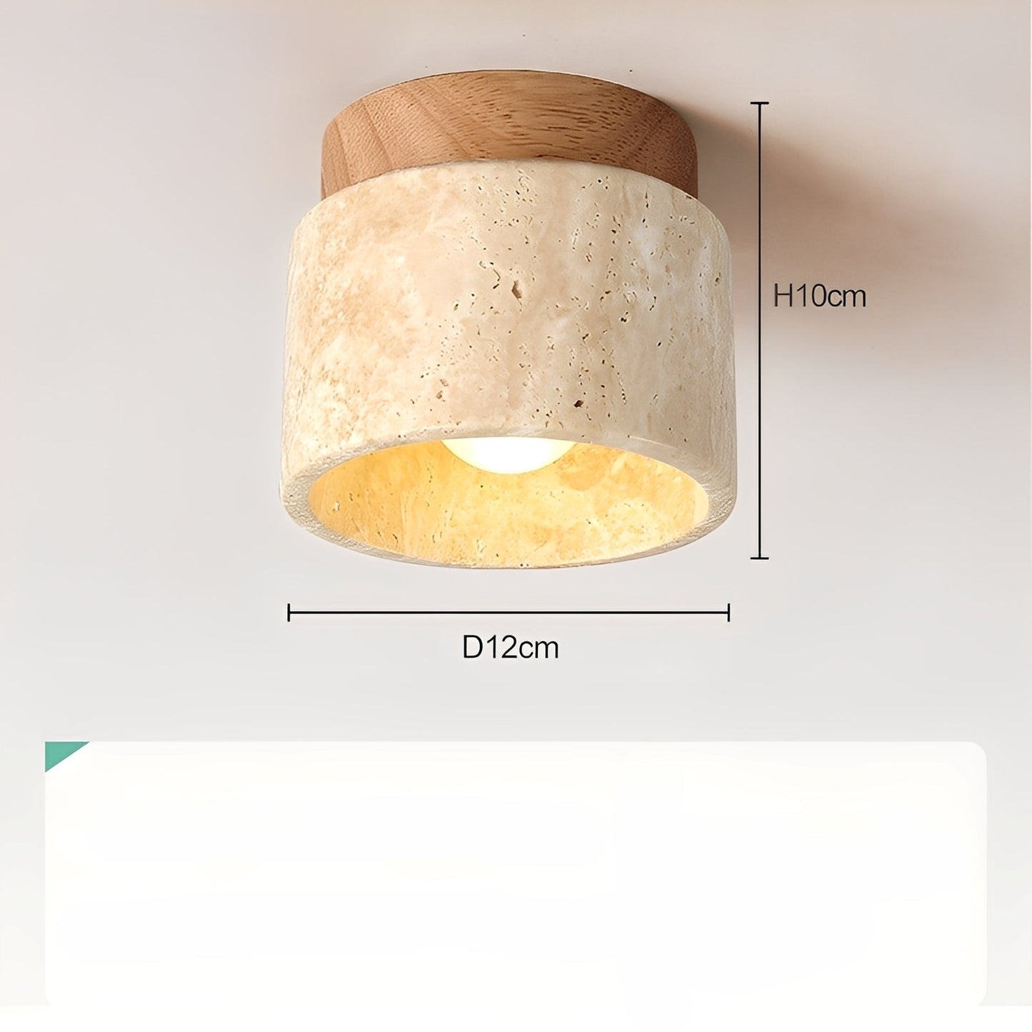 Larry – Plafonnier en Bois et Pierre de Caverne Jaune