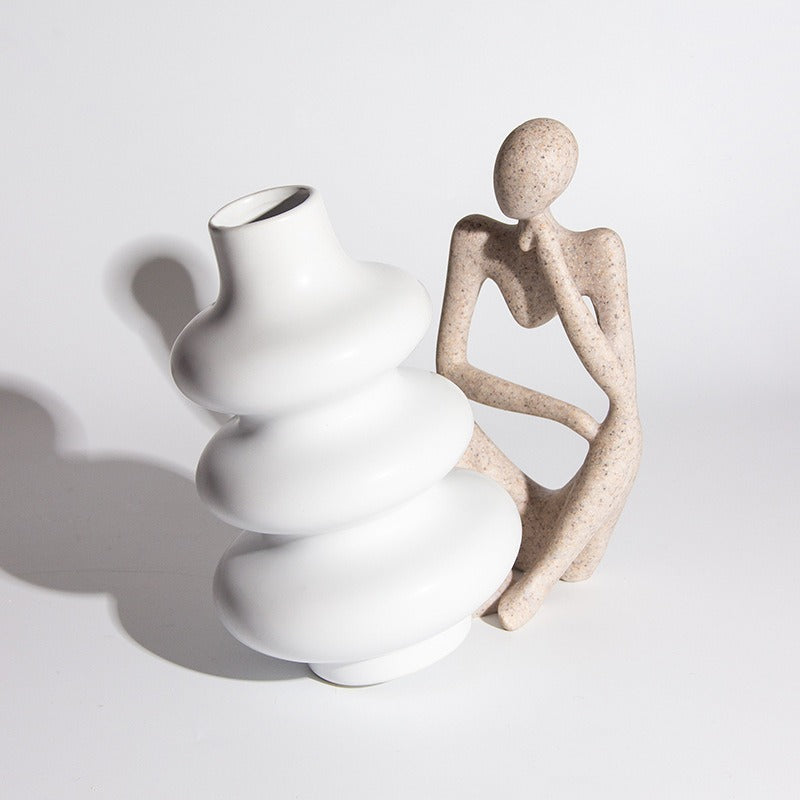 Aure – Vase ronde abstraite en porcelaine