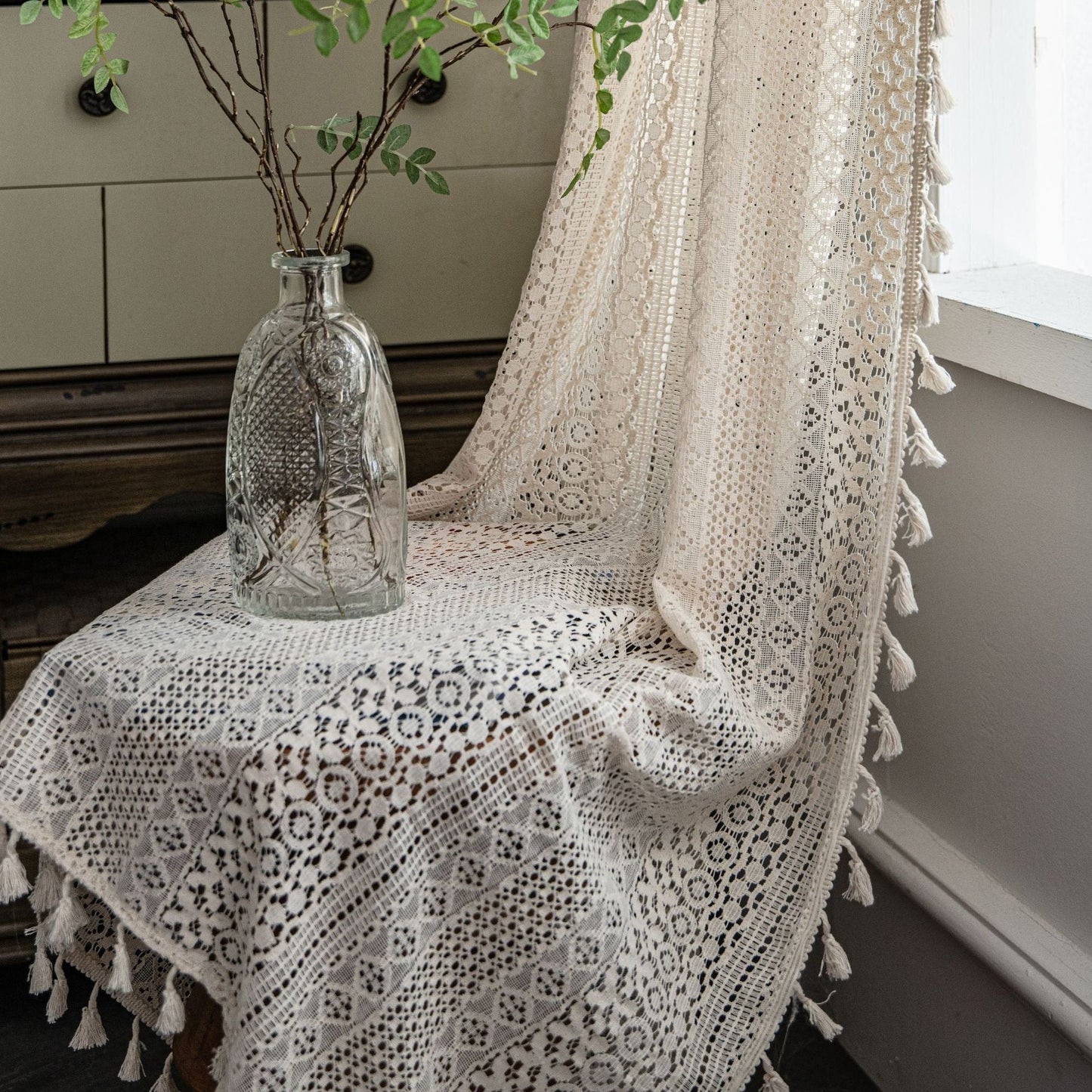 Sae – Rideau en crochet semi-transparent
