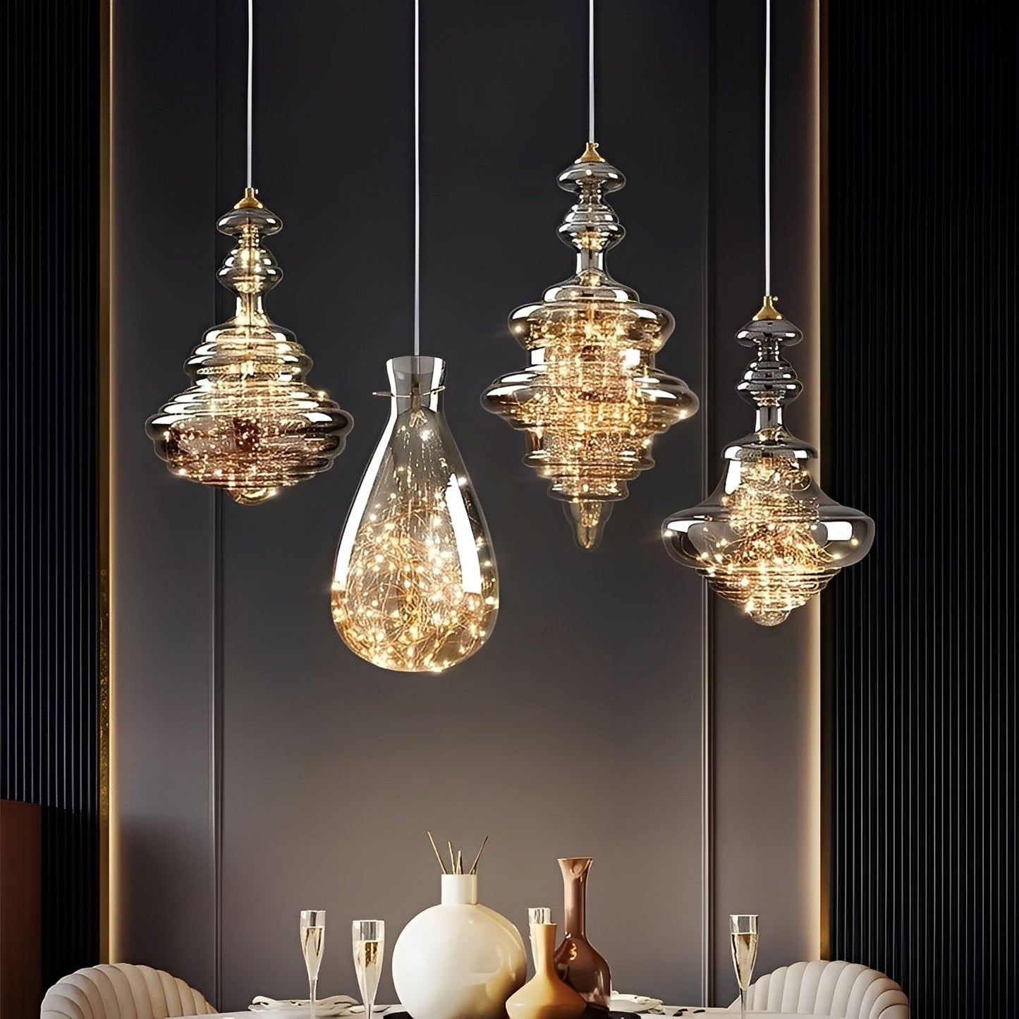 Arian – Lustre en verre et laiton ancien