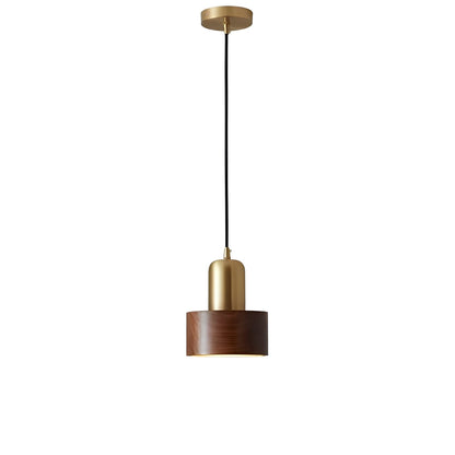 Roux – Lustre Vintage en Laiton et Bois de Noyer